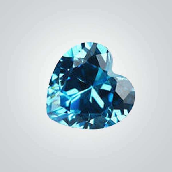 CZ Aquamarine Heart