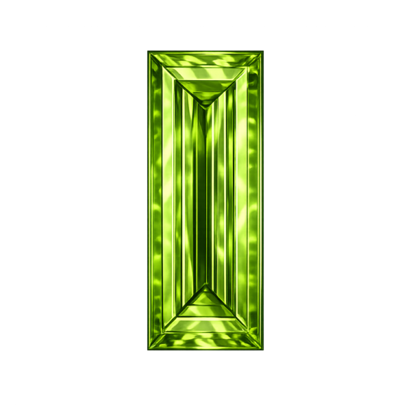 Cubic Zirconia Apple Green AAA, Baguette