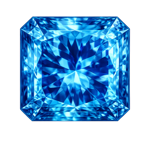 Square cut corner CZ Dark Blue topaz