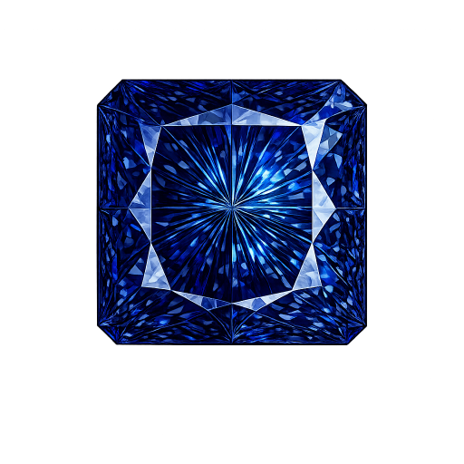 Blue Spinel Dark Square Cut Corner