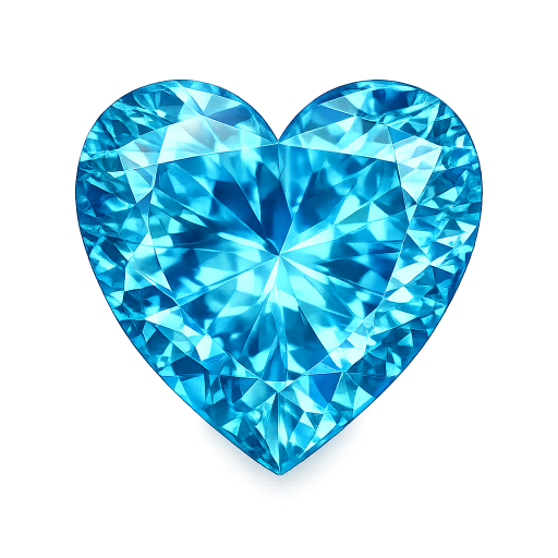 Glass Aquamarine Gemstone Heart Shape