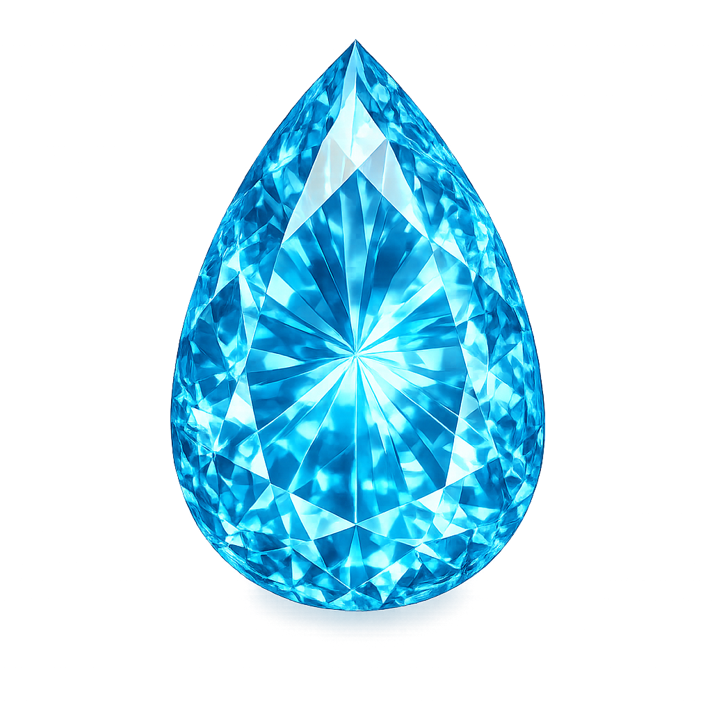 Glass Aquamarine Gemstone Pear Shape
