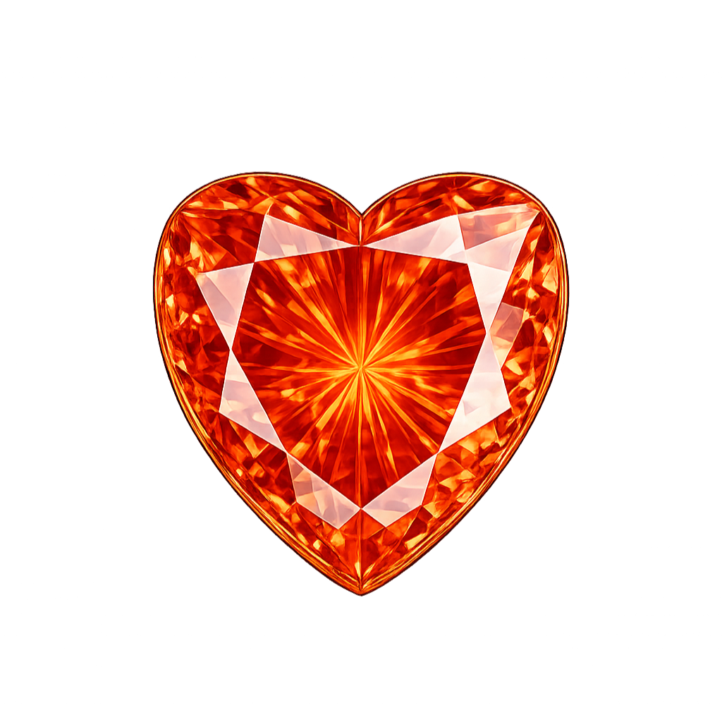 Heart Padparadsha synthetic gem