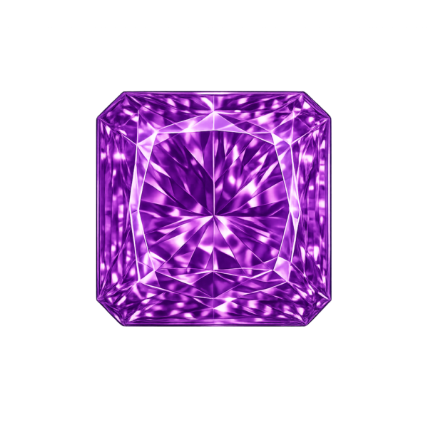 Square cut corner CZ violet